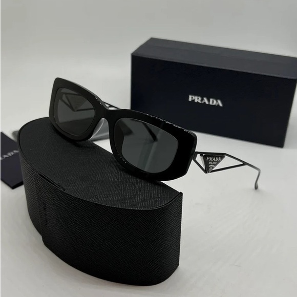 Prada Black Rectangular Sunglasses - Picture 1 of 4